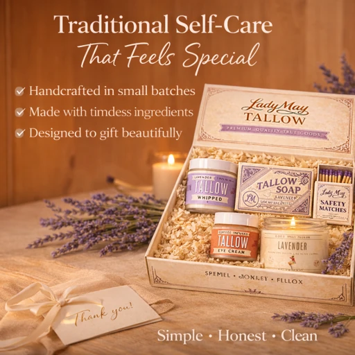 Lavender Tallow Gift Set - Premium Relaxation Bundle | Skincare, Candle & Soap